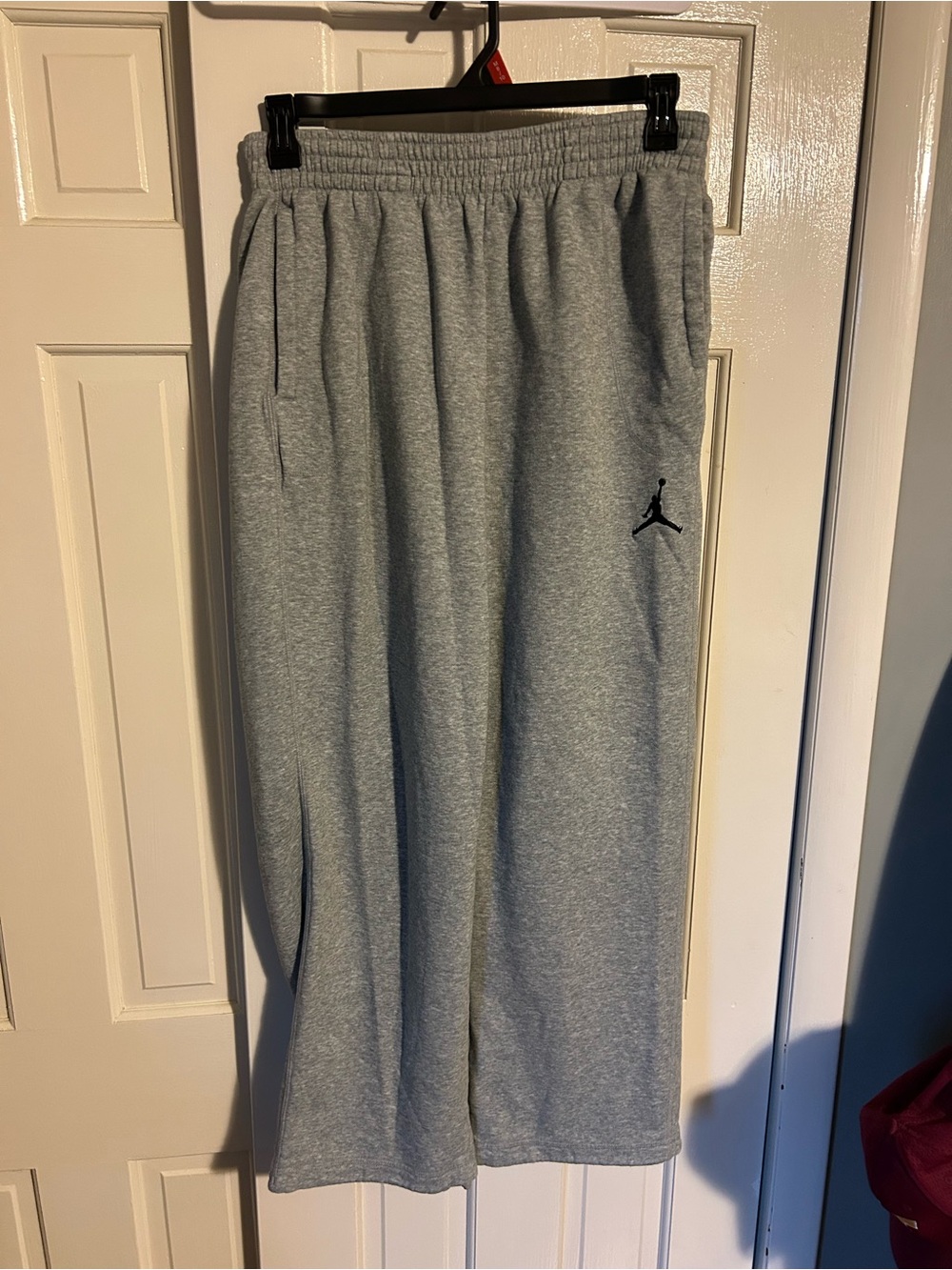 Jordan Gray Fleece Wide-Leg Sweatpants with Black Jumpman